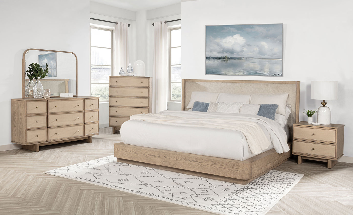 Kailani 49-inch California King Wingback Bed Beige Oak