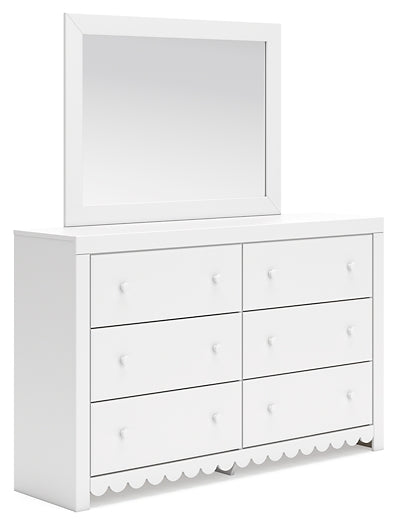 Mollviney Full Panel Headboard with Mirrored Dresser, Chest and Nightstand