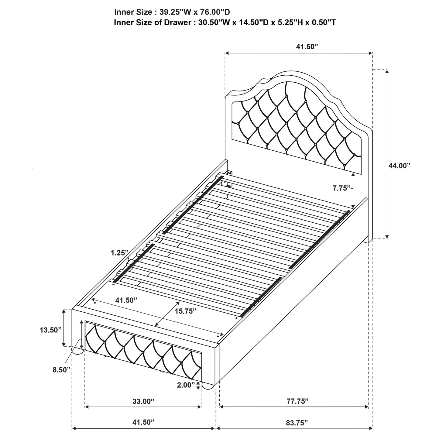 Ashleigh 44-inch Upholstered Twin Storage Platform Bed Pink