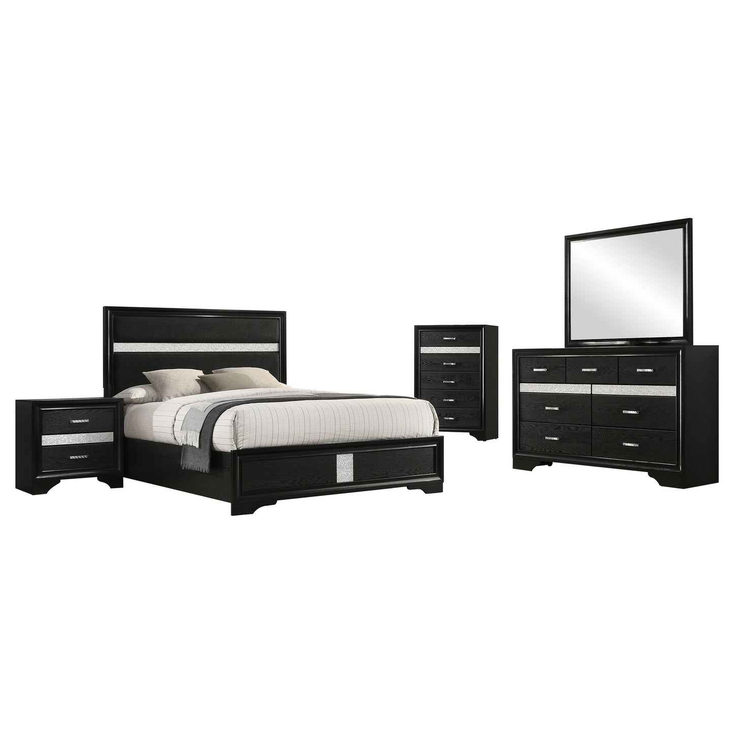 Miranda 5-piece Eastern King Bedroom Set Black