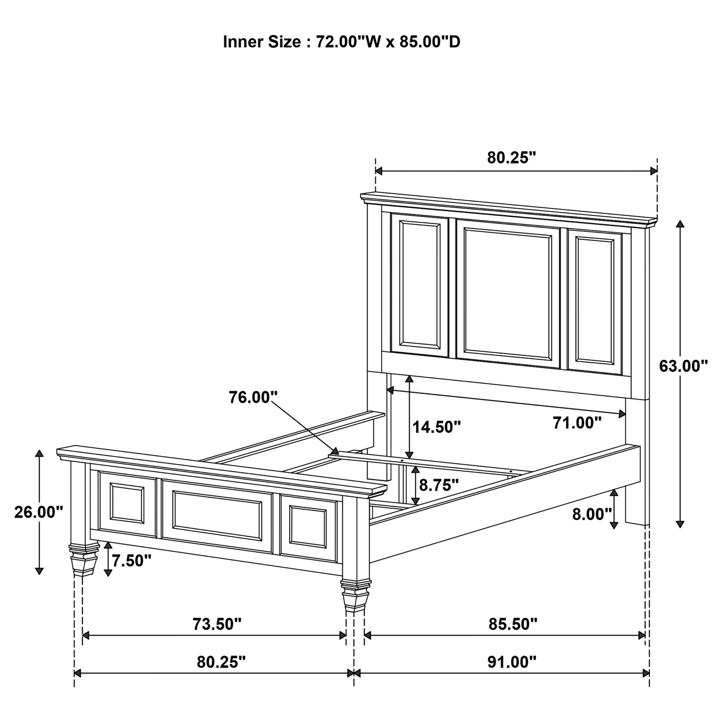 Sandy Beach 63-inch California King Wood Panel Bed Black