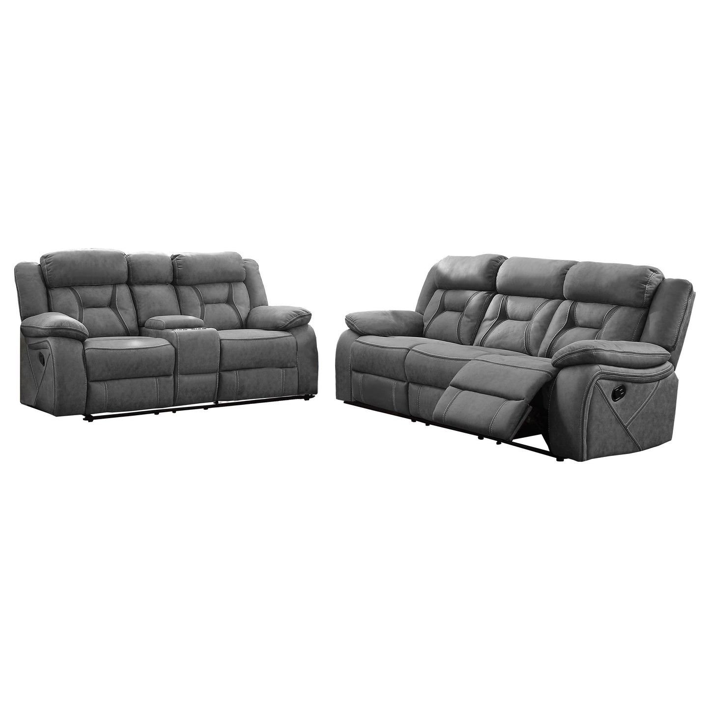 Higgins 2-piece Upholstered Motion Reclining Sofa Set Grey