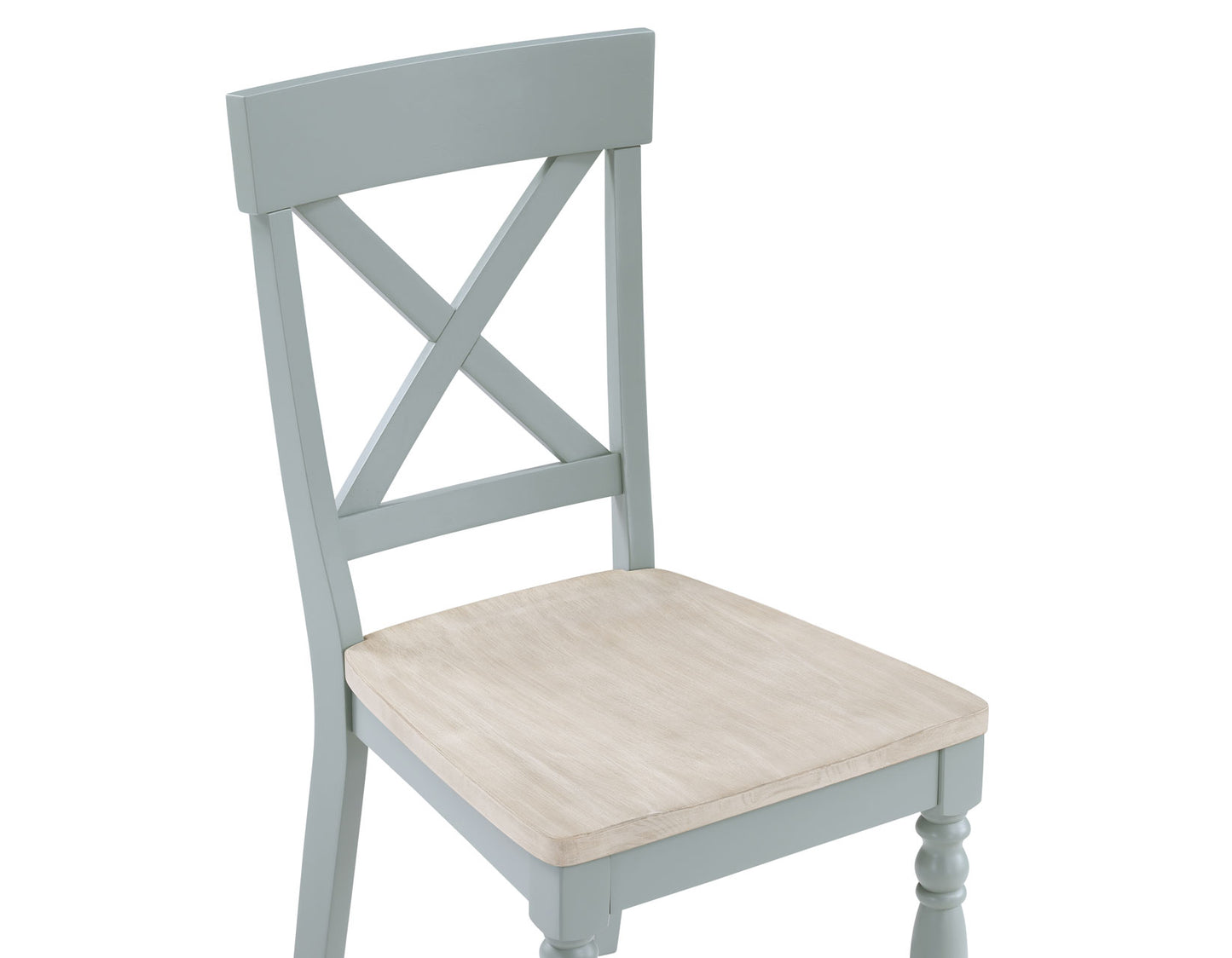 Darcy Solid Wood Side Chair, Mint Green and Natural Finish