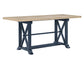 Darcy 64-82"Counter Table with 18-inch leaf, Midnight Blue and Natural Finish