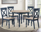 Darcy 42" Round 5-Piece DIning Set, Midnight Blue and Natural Finish