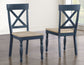 Darcy 42" Round 5-Piece DIning Set, Midnight Blue and Natural Finish