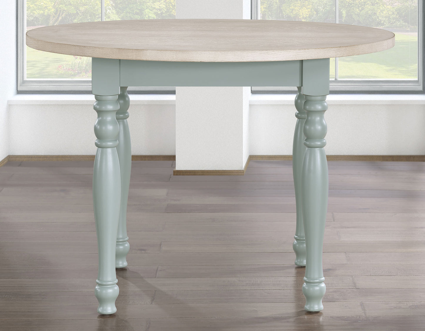 Darcy 42" Round 5-Piece DIning Set, Mint Green and Natural Finish