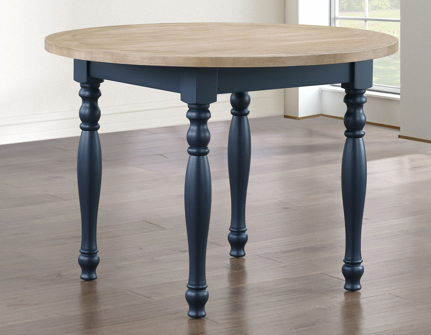 Darcy 42" Round Dining Table, Midnight Blue and Natural Finish