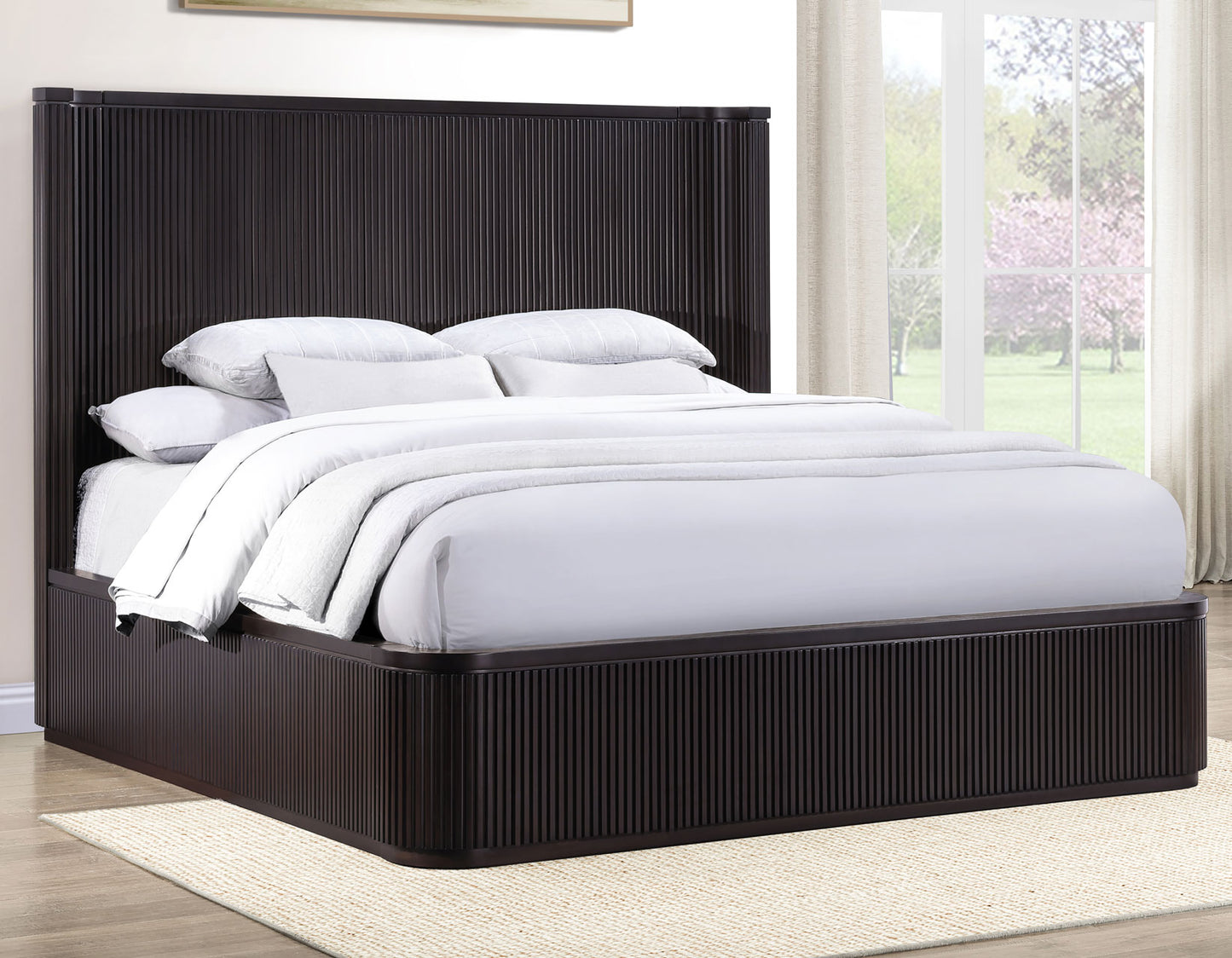 Henry Reeded Queen Bed, Espresso Finish