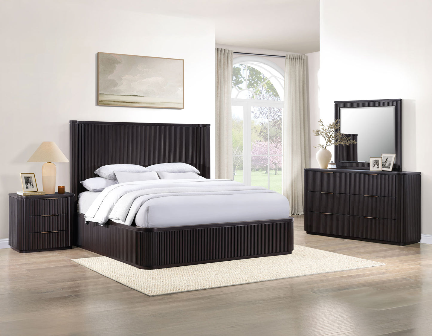 Henry Reeded Queen Bed, Espresso Finish