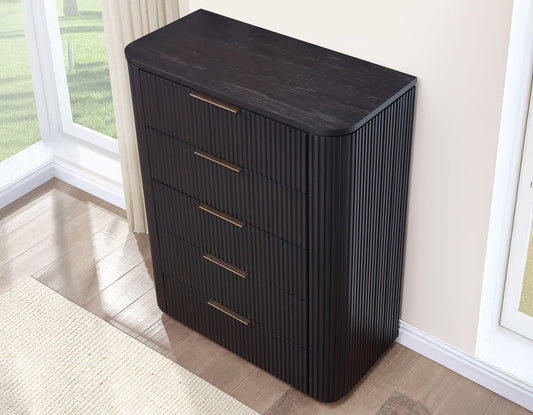 Henry 5-Drawer Reeded Chest, Espresso Finish