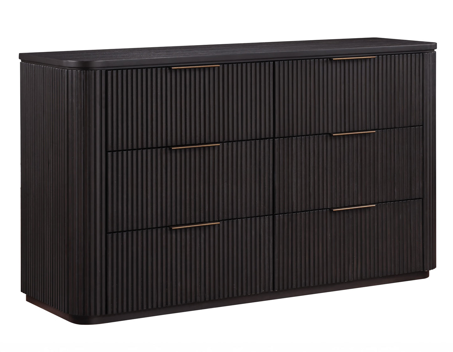 Henry 65" 6-Drawer Reeded Dresser, Espresso Finish