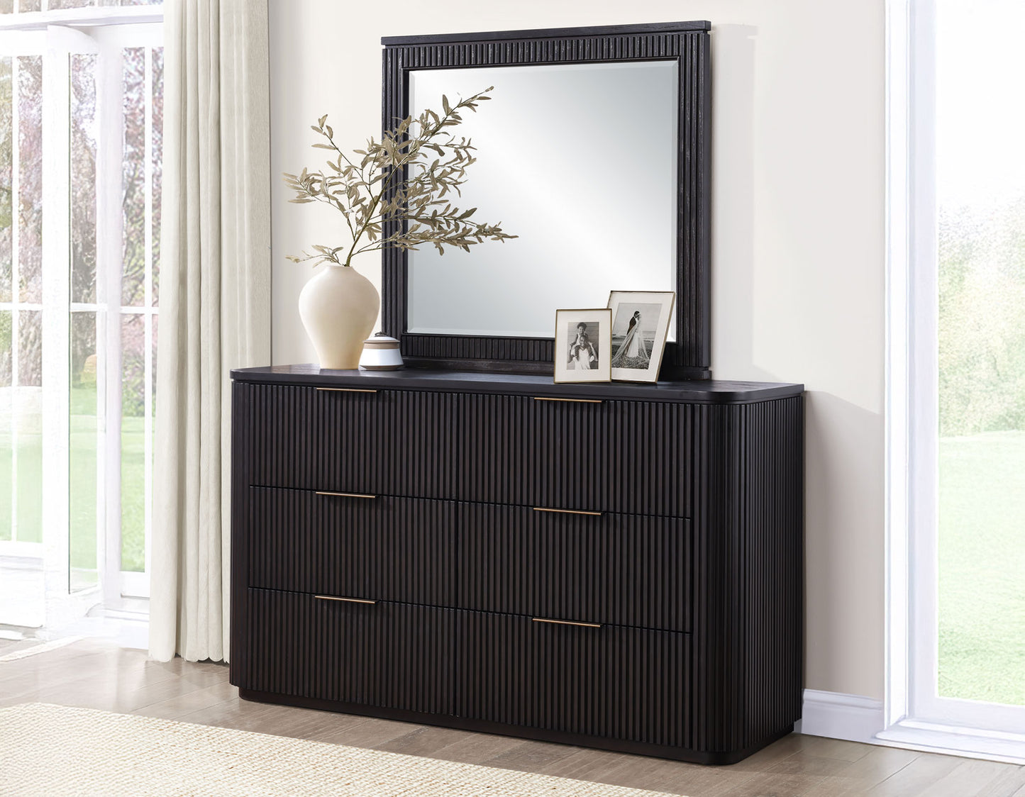 Henry 65" 6-Drawer Reeded Dresser, Espresso Finish