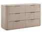 Henry 65" 6-Drawer Reeded Dresser, Tan Finish