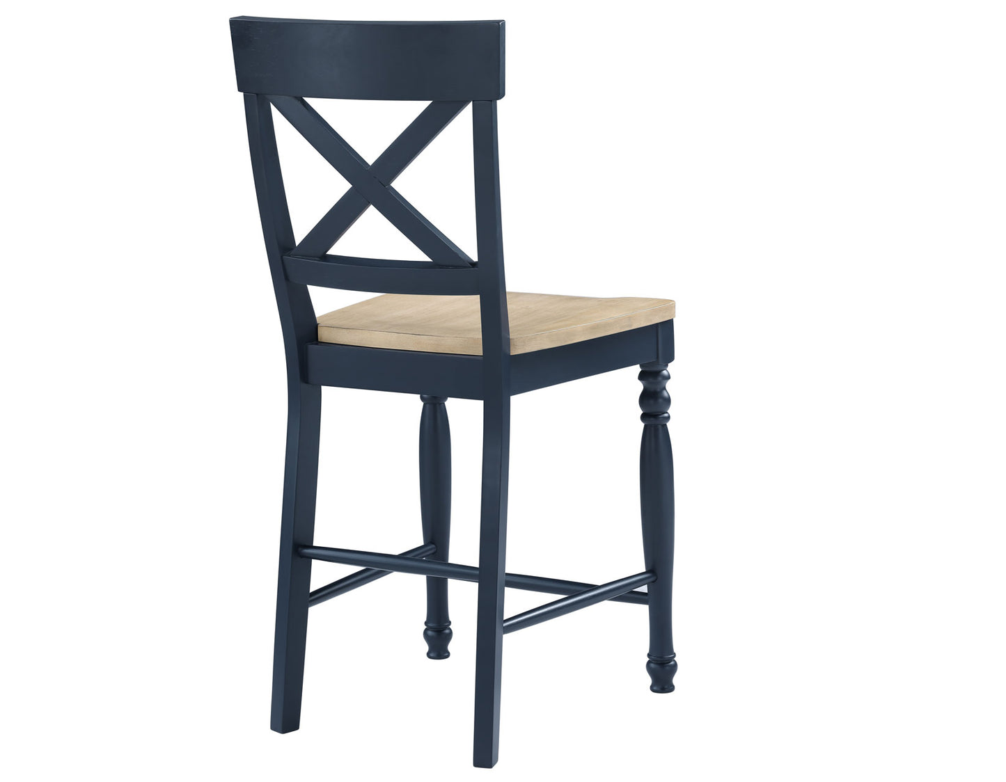 Darcy Solid Wood 24" Counter Stool, Midnight Blue and Natural Finish