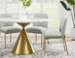 Conrad 48"White Marble Top Table with Gold Conical Base