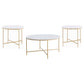 Ellison 3-piece Round Marble Coffee and End Table Set White