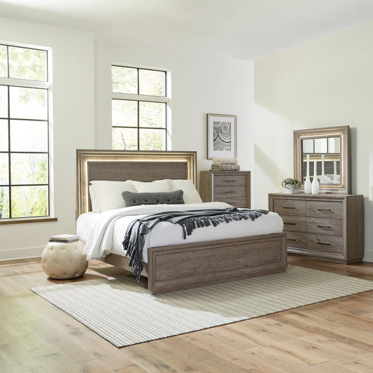 Horizons - King California Panel Bed, Dresser & Mirror, Chest