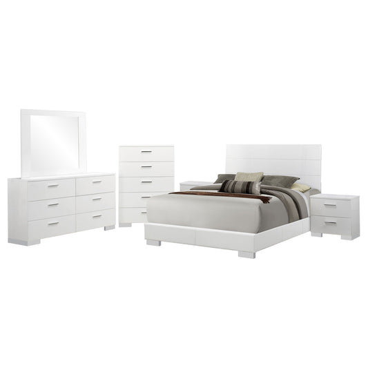 Felicity 6-piece Eastern King Bedroom Set White High Gloss