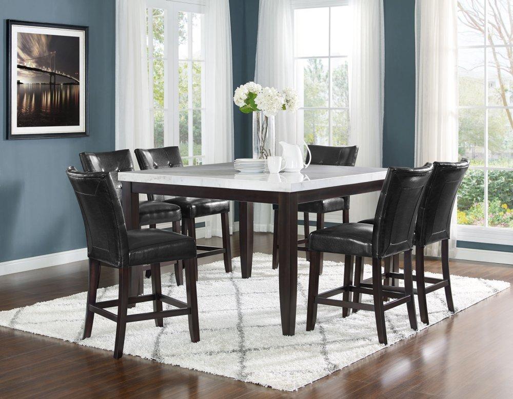 Francis 7 Piece 54-inch Square Marble Top Set(Counter Table & 6 Counter Chairs)