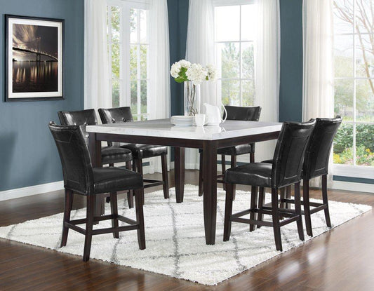 Francis 7 Piece 54-inch Square Marble Top Set(Counter Table & 6 Counter Chairs)