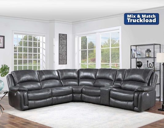 Denver Dual-Power 6-Piece Sectional, Charcoal