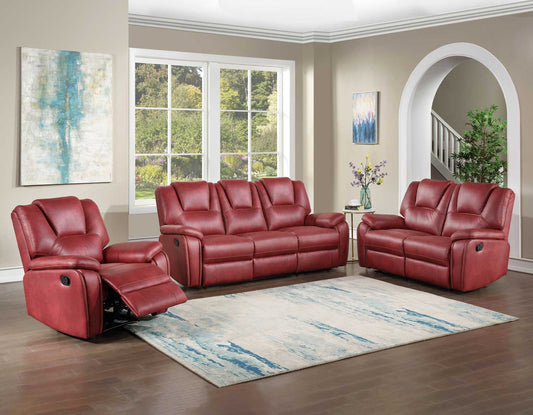 Katrine 3-Piece Manual Motion Set, Red (Sofa, Loveseat & Chair)