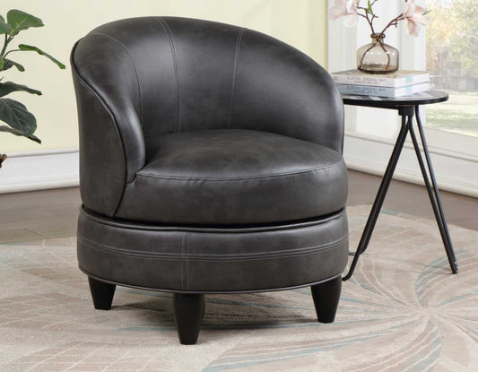 Sophia Swivel Accent Chair, Gray Leatherette