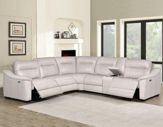 Casa 6-Piece Leather Dual-Power Reclining Sectional, Ivory