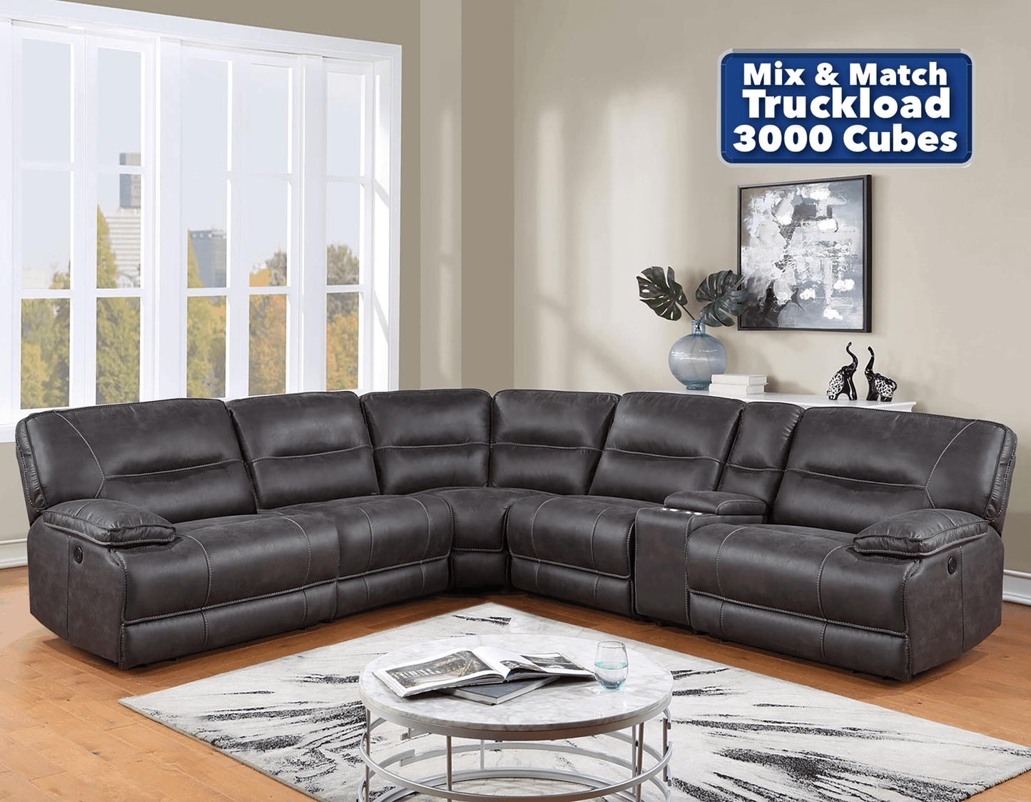 Ogden 6-Piece Power Sectional with RAF Recliner