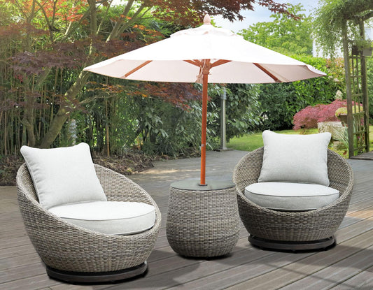 Adeline Patio 3-Pack (Round Side Table & 2 Swivel Accent Chairs)