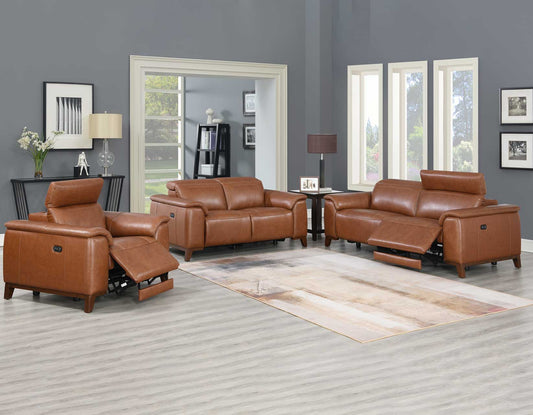 Bergamo 3- Piece Dual-Power Leather Reclining Set (Sofa, Loveseat & Chair)