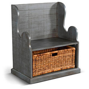 Hall Seat w/ Rattan Basket