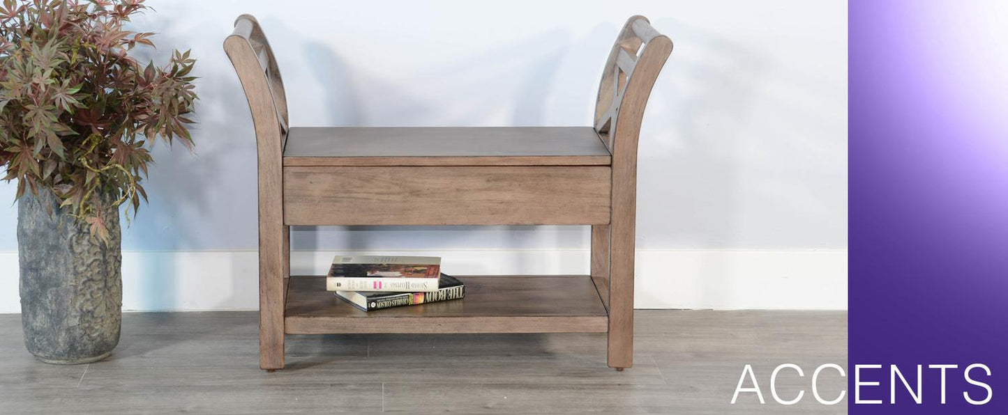 Accent Bench w/ Storage, Wood Seat