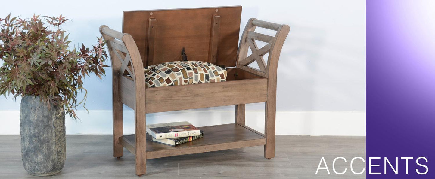 Accent Bench w/ Storage, Wood Seat