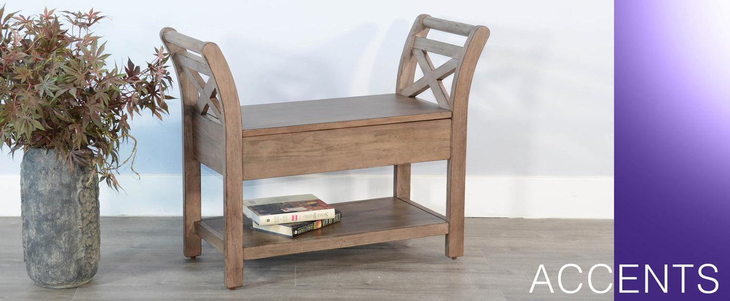 Accent Bench w/ Storage, Wood Seat