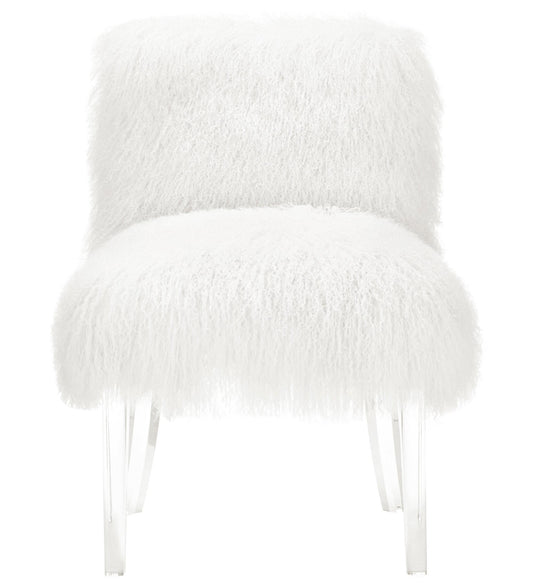 Sophie White Sheepskin Lucite Chair