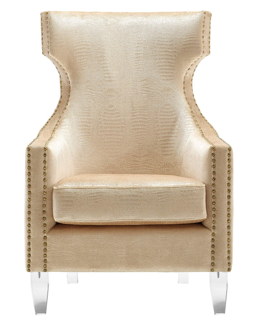 Gramercy Gold Croc Velvet Wing Chair