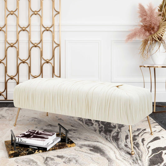 Jessica Cream Velvet Bench by Inspire Me! Home Decor