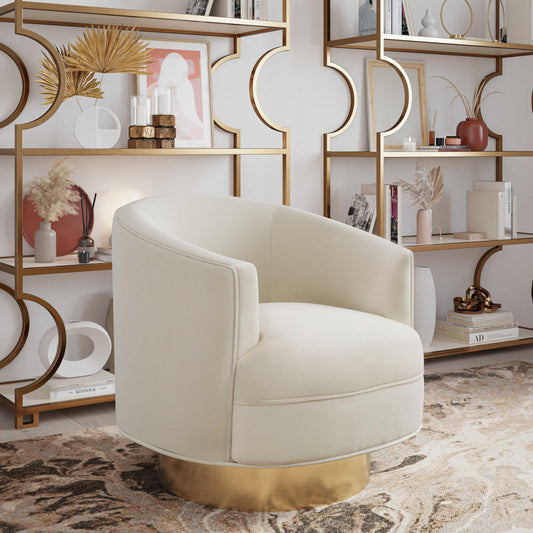 Stella Cream Velvet Swivel Chair by Inspire Me! Home Decor