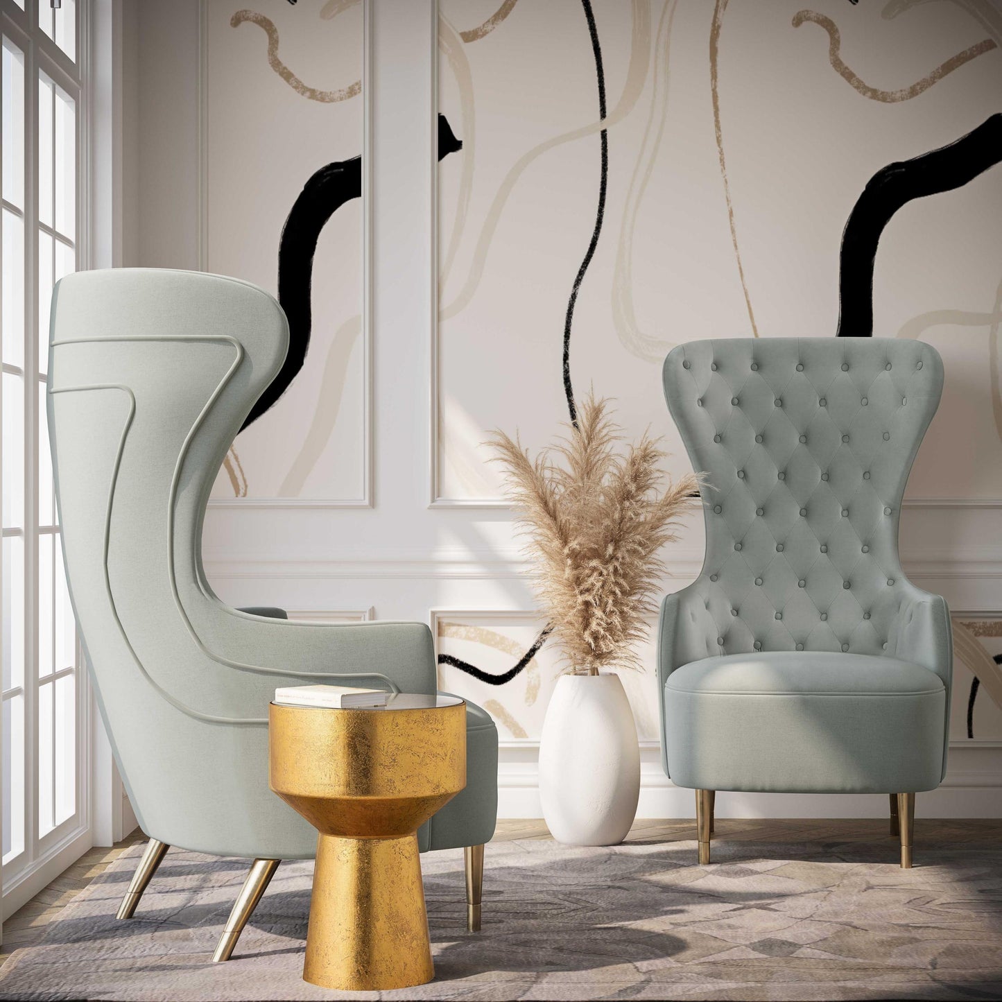 Jezebel Grey Velvet Wingback Chair by Inspire Me! Home Decor