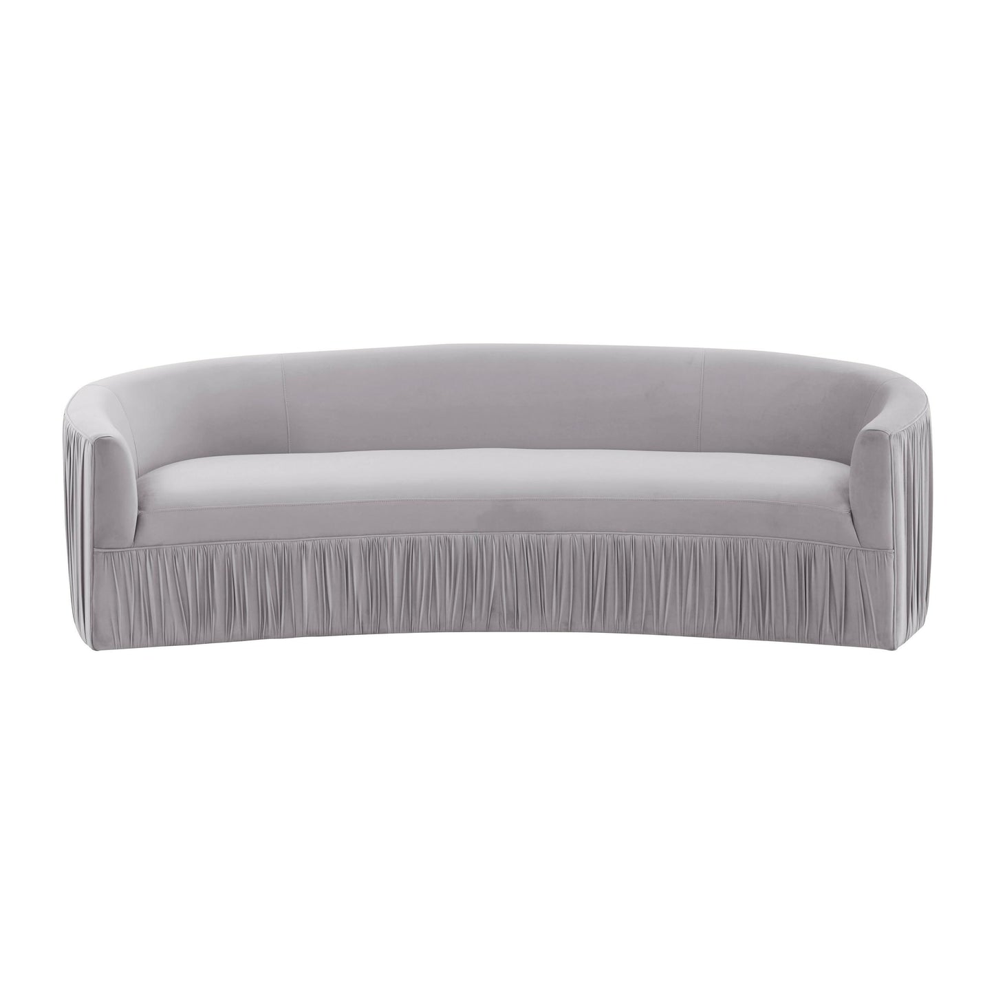 Valerie Pleated Light Grey Velvet Sofa