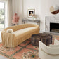 Valerie Pleated Champagne Velvet Sofa