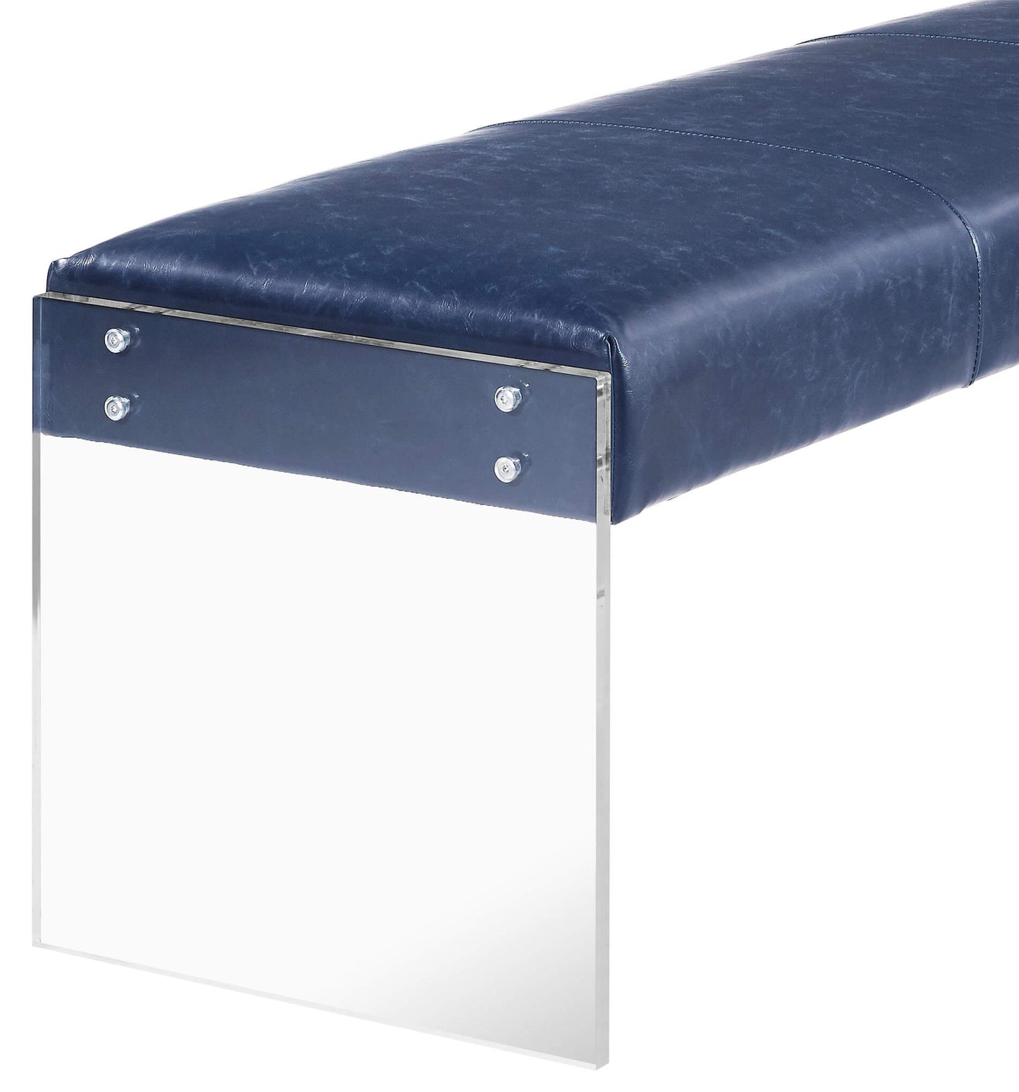 Envy Antique Blue Leather/Acrylic Bench