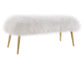 Churra White Sheepskin Bench with Gold Legs