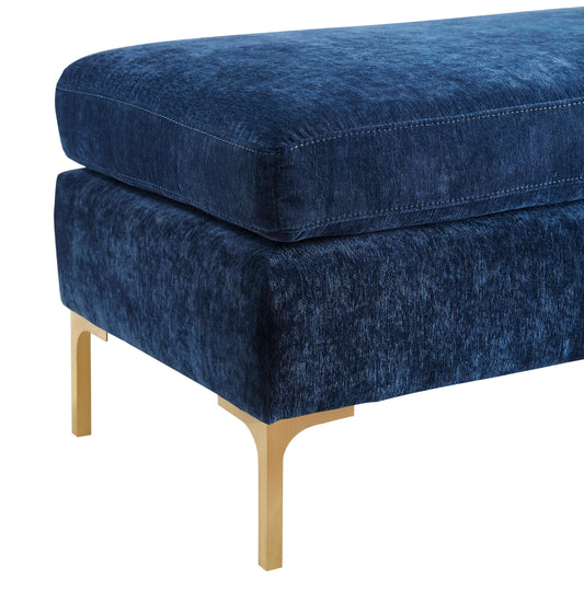 Delilah Navy Textured Velvet Bench