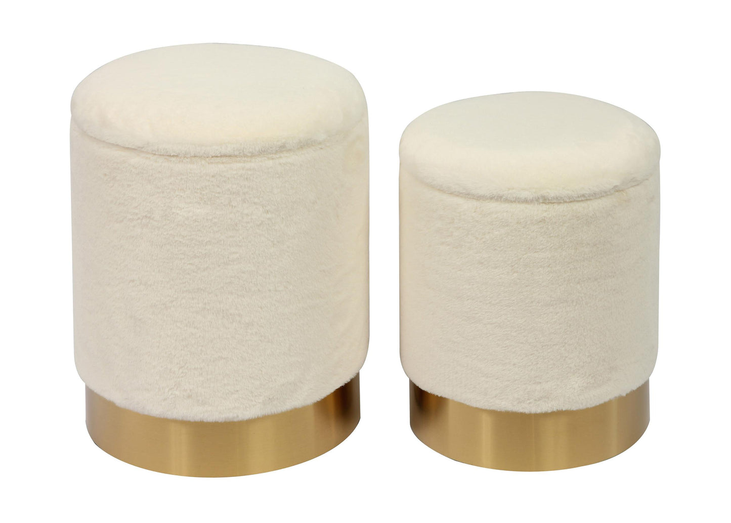 Teddy Faux Sheepskin Storage Ottomans - Set of 2