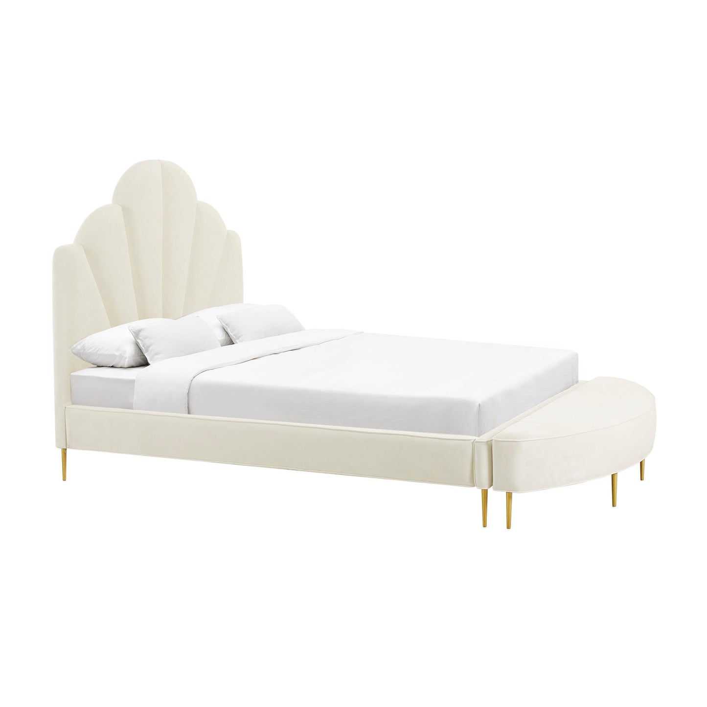 Bianca Cream Velvet King Bench