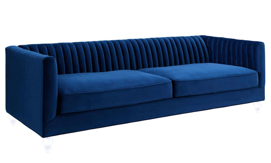 Aviator Blue Velvet Sofa