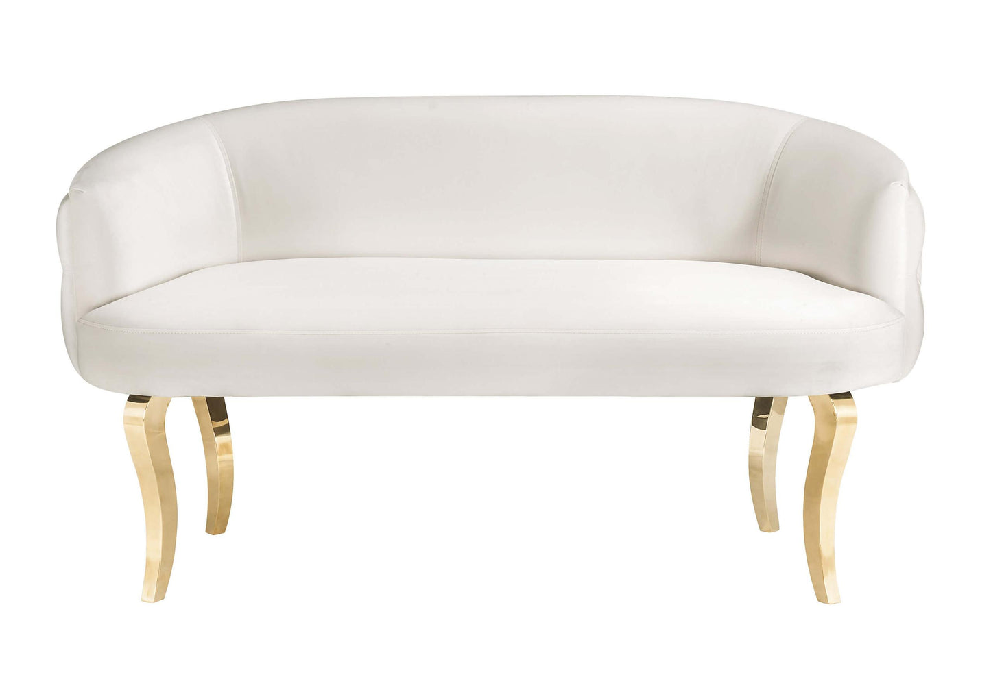 Adina Cream Velvet Loveseat with Gold Legs